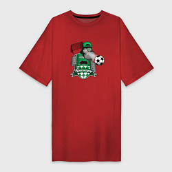 Футболка женская-платье Футбольный клуб Краснодар с обезьяной, цвет: красный