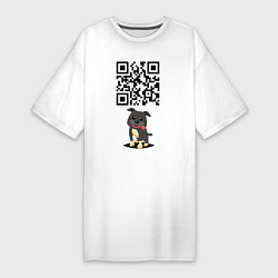 Футболка женская-платье Sex, milk, rock n roll! QR code!, цвет: белый