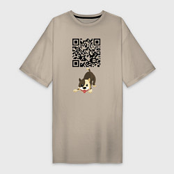 Футболка женская-платье Я люблю тебя! QR-code!, цвет: миндальный