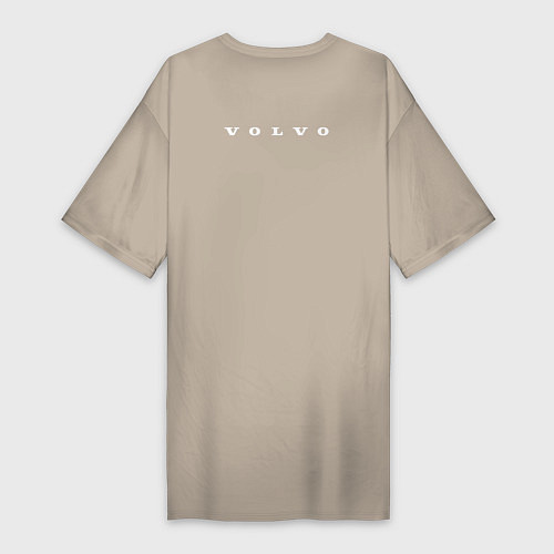 Женская футболка-платье VOLVO белый логотип / Миндальный – фото 2