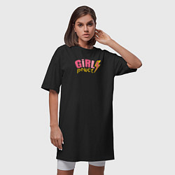 Футболка женская-платье Girl Power, цвет: черный — фото 2