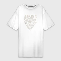 Футболка женская-платье Asking Alexandria рок группа, цвет: белый