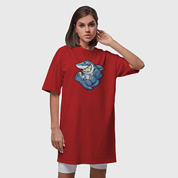 Футболка женская-платье Акула с бицухой shark, цвет: красный — фото 2