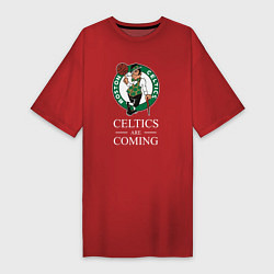 Футболка женская-платье Boston Celtics are coming Бостон Селтикс, цвет: красный