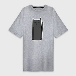 Женская футболка-платье Черный длинный кот