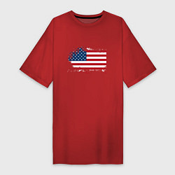Футболка женская-платье Американский флаг Stars, цвет: красный
