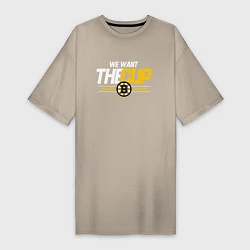 Футболка женская-платье Boston Bruins we want the cup, цвет: миндальный