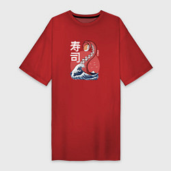 Футболка женская-платье Kraken Kawaii Sushi, цвет: красный