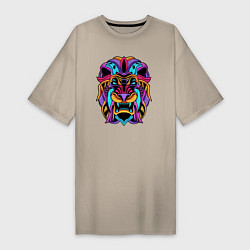 Футболка женская-платье Color lion Neon, цвет: миндальный