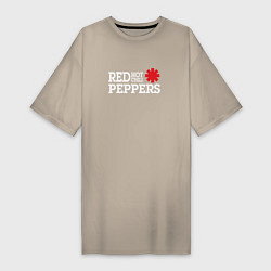 Футболка женская-платье RHCP Logo Red Hot Chili Peppers, цвет: миндальный