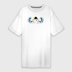 Женская футболка-платье Космонавт с волнами