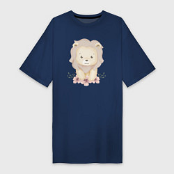 Женская футболка-платье Милый Львёнок С Цветами