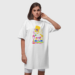 Футболка женская-платье Барт Симпсон в разноцветных кляксах Bart Simpson i, цвет: белый — фото 2