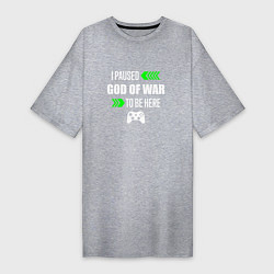 Футболка женская-платье I Paused God of War To Be Here с зелеными стрелкам, цвет: меланж