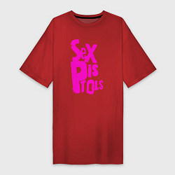 Футболка женская-платье Огромная надпись Sex Pistols, цвет: красный