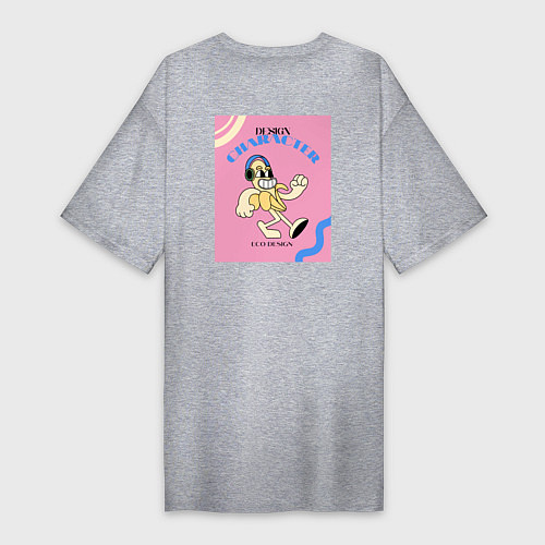 Женская футболка-платье Персонаж банан в стиле ретро / Меланж – фото 2