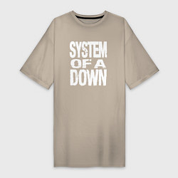 Футболка женская-платье System of a Down логотип, цвет: миндальный