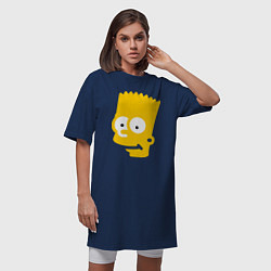Футболка женская-платье Барт Симпсон - портрет, цвет: тёмно-синий — фото 2