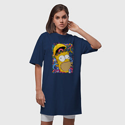 Футболка женская-платье Мозг Гомера Симпсона - постер, цвет: тёмно-синий — фото 2