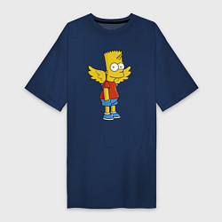 Футболка женская-платье Барт Симпсон - единорог, цвет: тёмно-синий