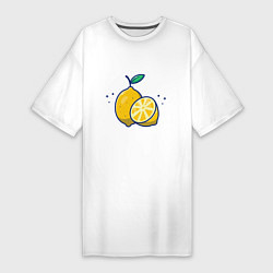 Футболка женская-платье Вкусные Лимончики, цвет: белый
