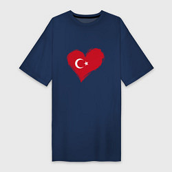 Футболка женская-платье Сердце - Турция, цвет: тёмно-синий