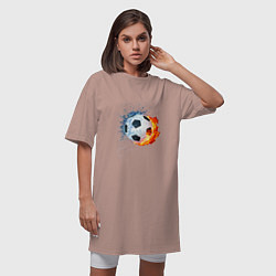 Футболка женская-платье Футбол - противостояние стихий, цвет: пыльно-розовый — фото 2