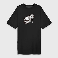 Футболка женская-платье Череп держит цепь, цвет: черный