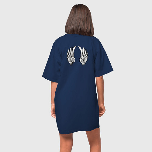 Женская футболка-платье Крылья Ангела черно-белый / Тёмно-синий – фото 4