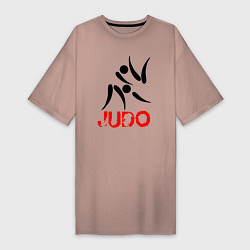 Футболка женская-платье Дзюдо символ, цвет: пыльно-розовый