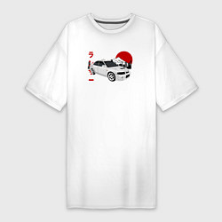Футболка женская-платье Mitsubishi Lancer Evolution VI JDM Car, цвет: белый