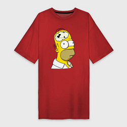 Футболка женская-платье Гомер Симпсон - нет подключения к интернету, цвет: красный