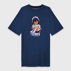 Футболка женская-платье Моя новая горничная очень подозрительна - секрет, цвет: тёмно-синий