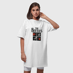 Футболка женская-платье The Beatles - Жуки, цвет: белый — фото 2