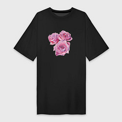 Женская футболка-платье Цветы розы