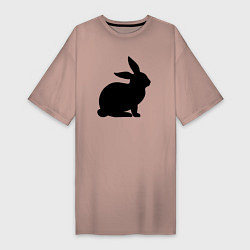 Женская футболка-платье Чёрный кролик - силуэт
