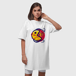 Футболка женская-платье Pacman из ретро игры извергает пламя, цвет: белый — фото 2