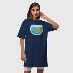 Футболка женская-платье Аквариум и золотые рыбки, цвет: тёмно-синий — фото 2