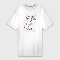 Женская футболка-платье Милый кролик и много сердечек