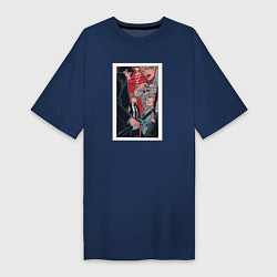 Футболка женская-платье Chainsaw Man Человек-бензопила Аниме, цвет: тёмно-синий