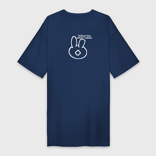Женская футболка-платье Следуй за кроликом круглый / Тёмно-синий – фото 2