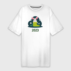 Женская футболка-платье Заяц в сапоге 2023