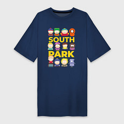 Футболка женская-платье Южный парк персонажи, цвет: тёмно-синий