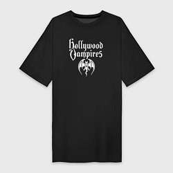 Футболка женская-платье Hollywood vampires рок группа, цвет: черный