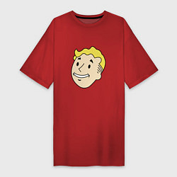 Футболка женская-платье Vault boy head, цвет: красный