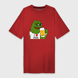 Футболка женская-платье Drink Pepe, цвет: красный