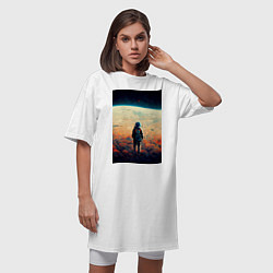 Футболка женская-платье I want to be an astronaut, цвет: белый — фото 2