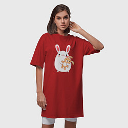 Футболка женская-платье Круглый кролик с зайкой, цвет: красный — фото 2