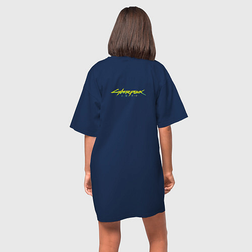 Женская футболка-платье Ви, Киберпанк / Тёмно-синий – фото 4