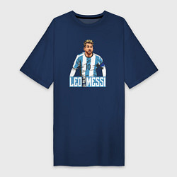 Футболка женская-платье Messi la pulga, цвет: тёмно-синий